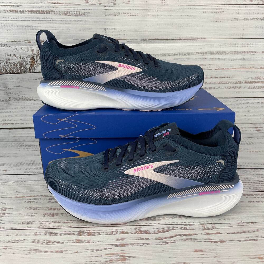 Brooks Adrenaline GTS 25 Women’s 9.5 B Running Shoes Blue Pink Spellbound